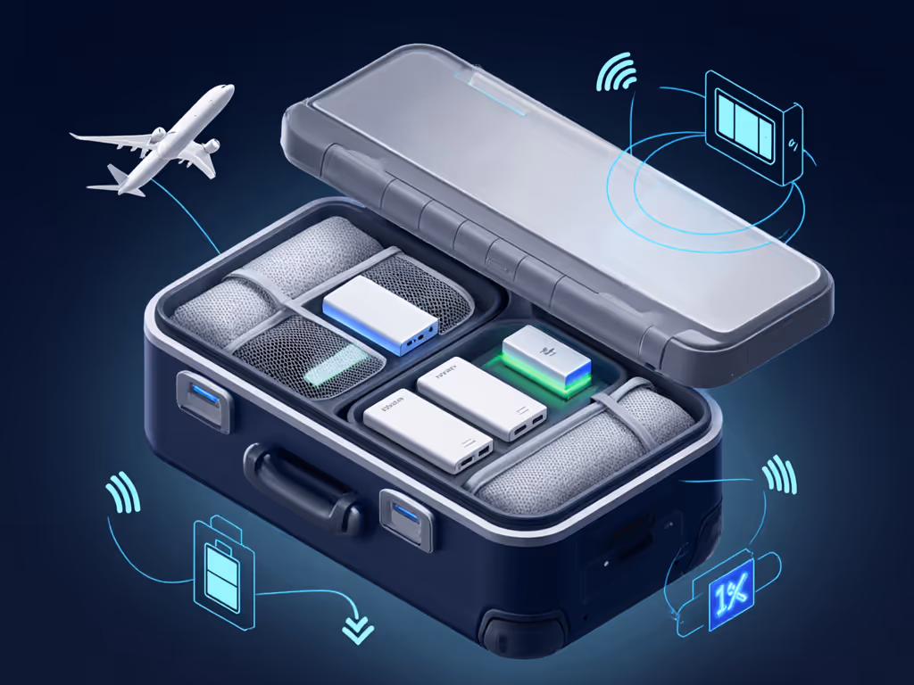 airplane carry-on power bank placement infographic